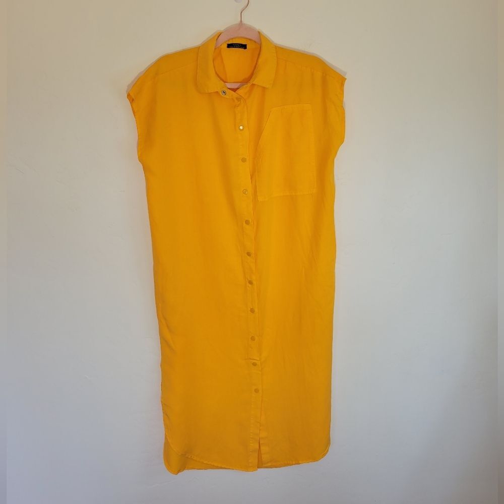 PARFOIS Collection Yellow Button-Down Shirt Dress Women Size XS/S